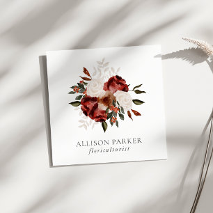 Quadrado Elegante Florista Cartão de visita Floriculturista