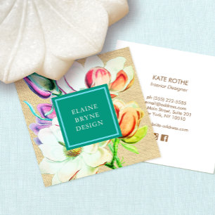 Quadrado Elegante Magnolia Watercolor Cartão de visita Flor