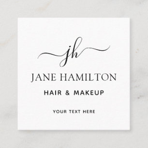 Quadrado Elegante Monograma Cartão de visita de Nome Inici