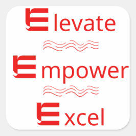 Quadrado Elevar, Capacitar, Excel: Adesivo Motivacional