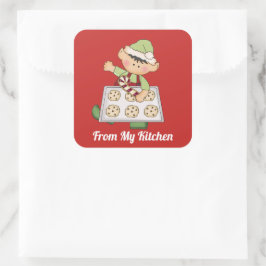 Quadrado Elfo de Natal do meu adesivo de cozinha