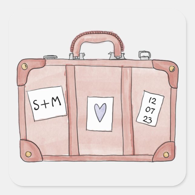 Quadrado Embale o seu adesivo do Bolsas Suitcase (Frente)