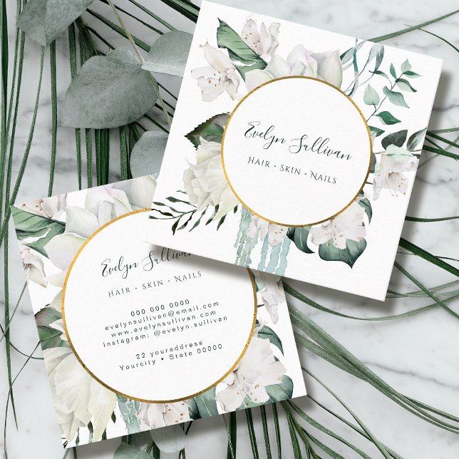 Quadrado Emerald Greenerescer - cartão de visita (Criador carregado)