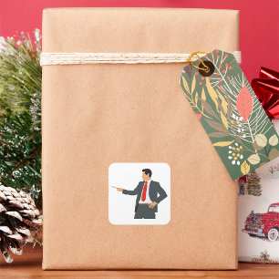 Quadrado Empresário Com Ponteiro Num Adesivo De Fato Quadra