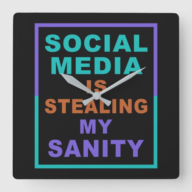 Quadrado Engraçado relógio na parede da "Social Media" (Frente)