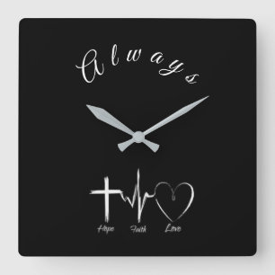 QUADRADO ****ESPERO FÉ E AMOR**** RELÓGIO