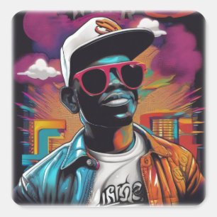 Quadrado Estampa Hip Hop - Street Graffiti Art - Adesivo