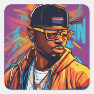 Quadrado Estampa Hip Hop - Street graffiti art - Adesivo