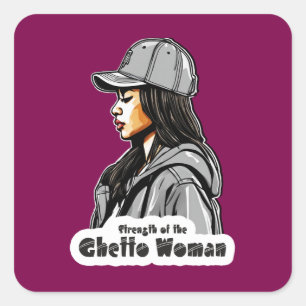 Quadrado Estampa Hip Hop - Strength of Woman - Adesivo