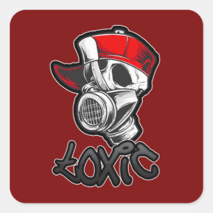 Quadrado Estampa Hip Hop - Toxic Skull - Adesivo