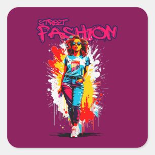Quadrado Estampa Moda - Street Fashion - Adesivo
