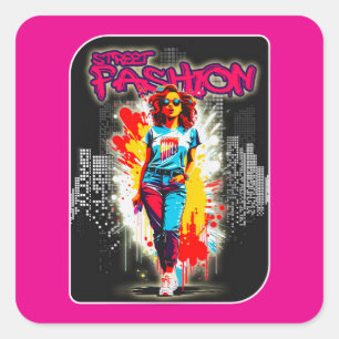 Quadrado Estampa Moda - Street Fashion - Adesivo