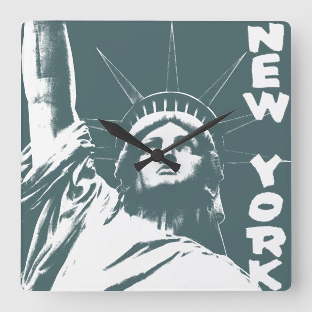 Quadrado Estátua de Relógio da Liberdade em Nova Iorque (Frente)