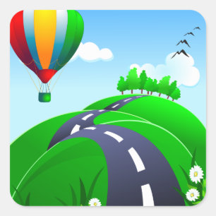 Quadrado Estrada Hilly com balão, adesivo