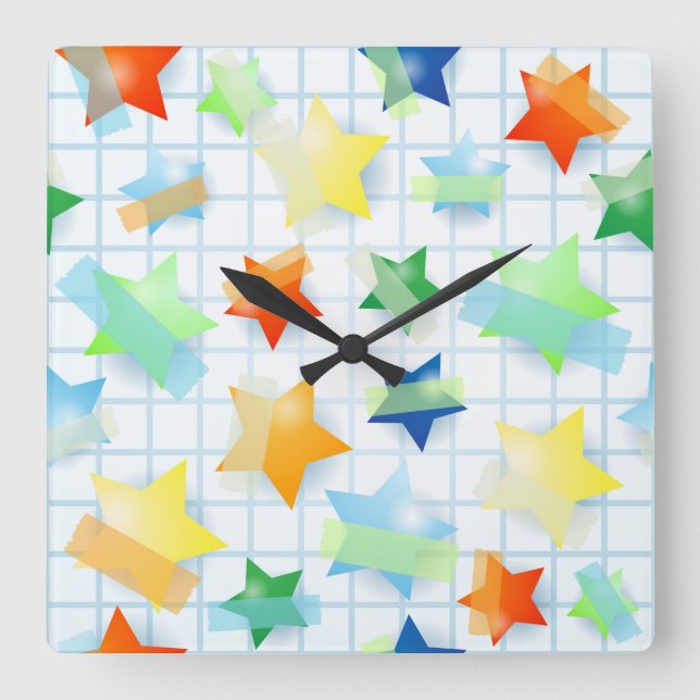 Quadrado Estrelas de papel, relógio (Frente)