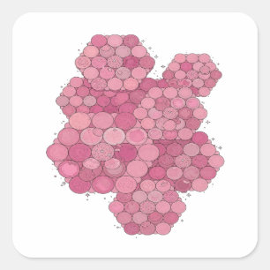 Quadrado Estrelas e Bolas Cor-de-Rosa Desenho de Adesivo Ní