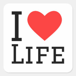 Quadrado Eu adoro o adesivo da vida