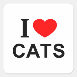 Quadrado Eu ❤️ GATOS EU AMO GATOS EU ADORO GATOS ADESIVO QU
