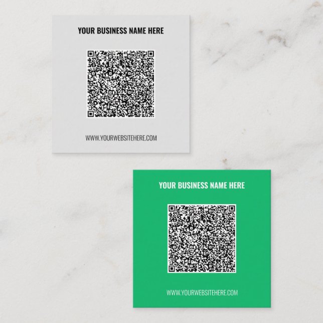 Quadrado Exemplo de Cartão de visita de código QR Design (Frente/Verso)