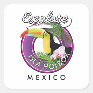 Quadrado explorar praia Isla Holbox méxico viagem adesivo