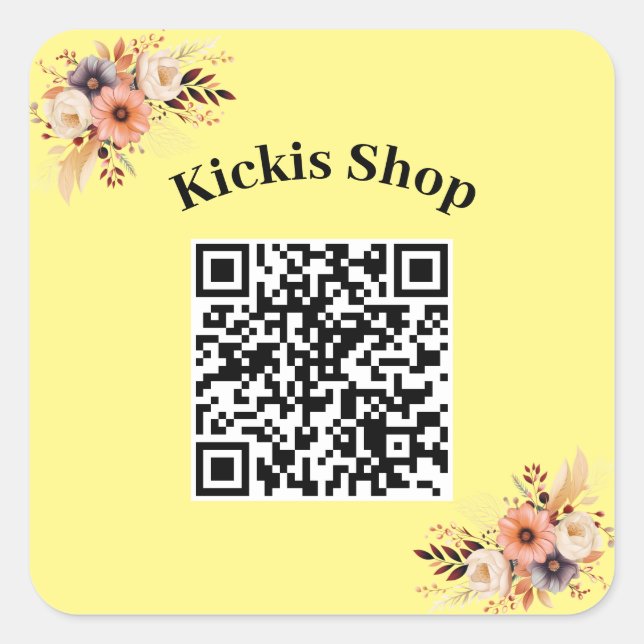 Quadrado Faça o Código QR da Sua Empresa Adesivo (Frente)