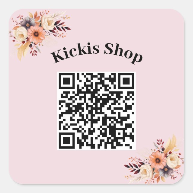 Quadrado Faça seu próprio adesivo de código QR da empresa (Frente)