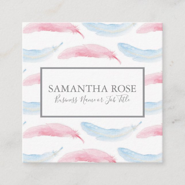 Quadrado Feather Cartão de visita (Frente)
