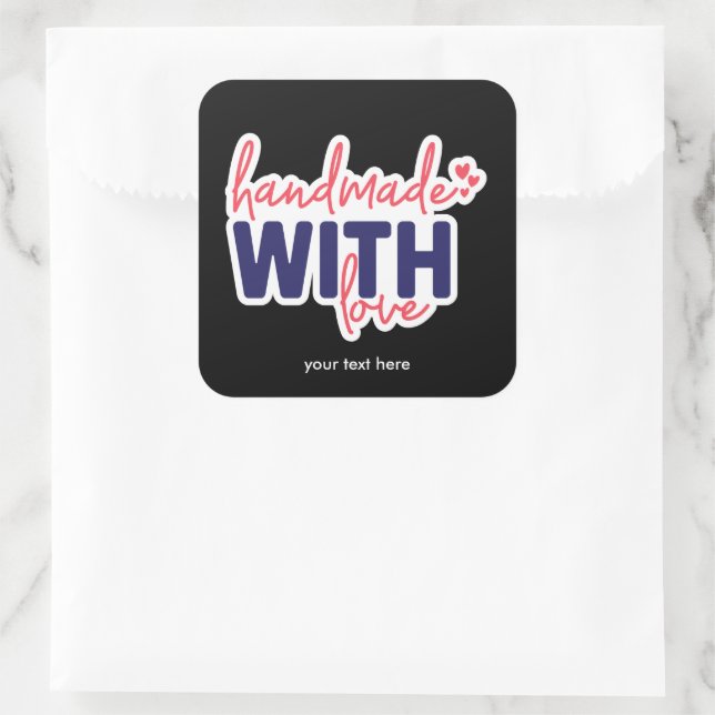 Quadrado Feita à mão com adesivo de amor (Bolsa)