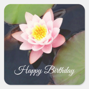 Quadrado Feliz Aniversário Água Rosa Lily Nº 1-2 Adesivo
