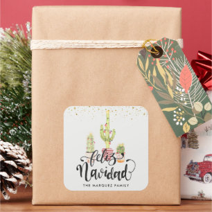 Quadrado Feliz Navidad Adesivo de Natal em Espanhol