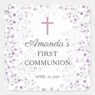 Quadrado Floral Roxo - Primeiro Sagrado Adesivo