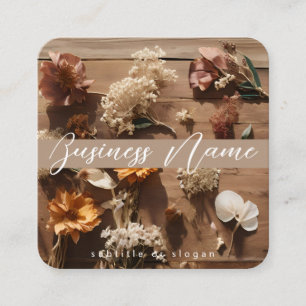 Quadrado Floral Seco Boho Estética Cartão de Visita