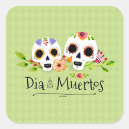 Quadrado Floral Sugar Skulls Dia de Muertos | Adesivo