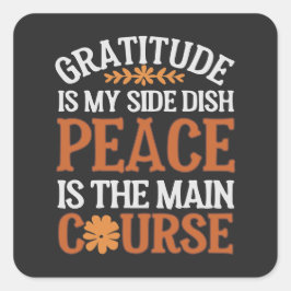 Quadrado Folha do adesivo de gratidão e paz - personalizáve