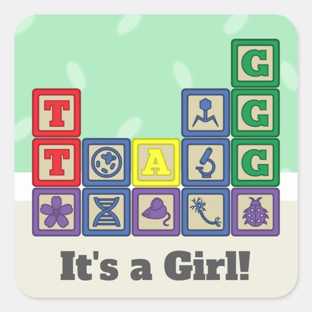 Quadrado Futuro adesivo de blocos de biólogos (Frente)