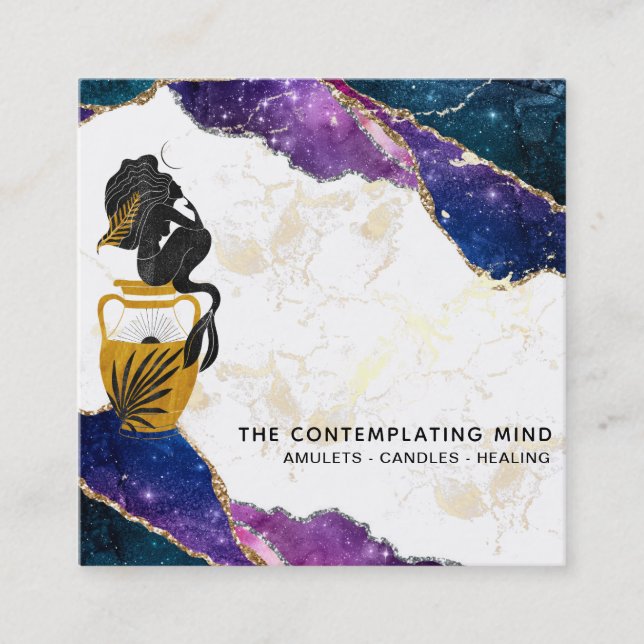 Quadrado *~* Galáxia Cartão de visita de agato místico da l (Frente)