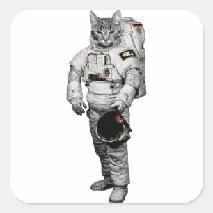 Quadrado Gato Astronauta Adesivo