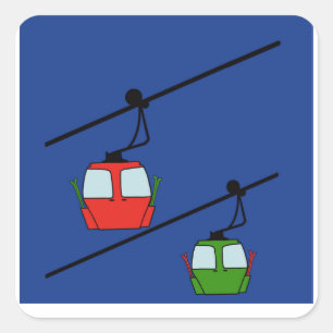 Quadrado gondolas vermelhas e verdes no adesivo azul de fun