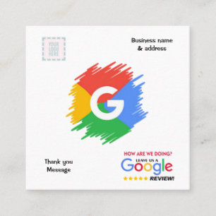 Quadrado Google Review & Cartão de visita com código QR vin