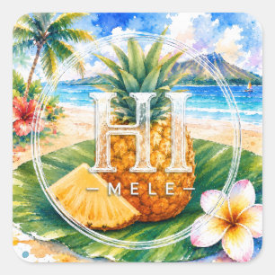 Quadrado HIMELE Adesivo Little Hawaiʻi — Abacaxi