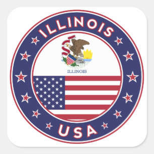 Quadrado Illinois, t-shirt de Illinois, adesivo de Illinois