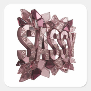Quadrado Impressão de Adesivo Rosa Atraente SASSY