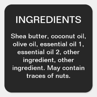 Quadrado Ingredientes adesivo simples do rótulo do produto