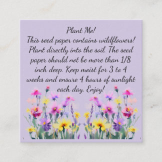Quadrado Instruções de papel Seed no Cartão de visita quadr