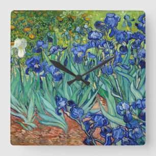 Quadrado Irises Vincent van Gogh - Relógio de Pintura