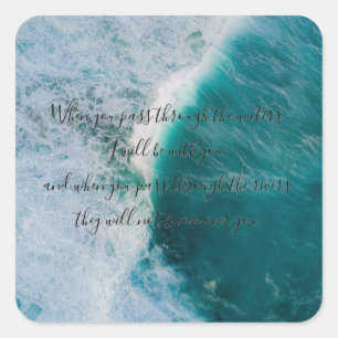 Quadrado Isaiah 43:2 Adesivo