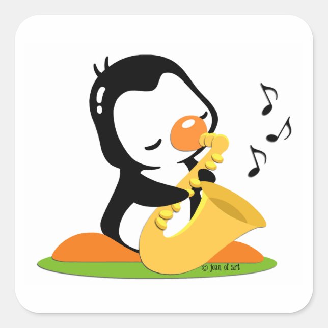 Quadrado Jogar adesivo saxofone (Frente)