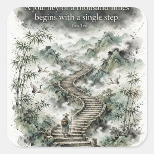 Quadrado Jornada de Mil Milhas — Adesivo Lao Tzu