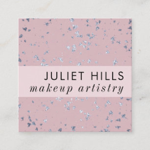 Quadrado Lâmpadas prateadas e Cartão de visita quadrados co