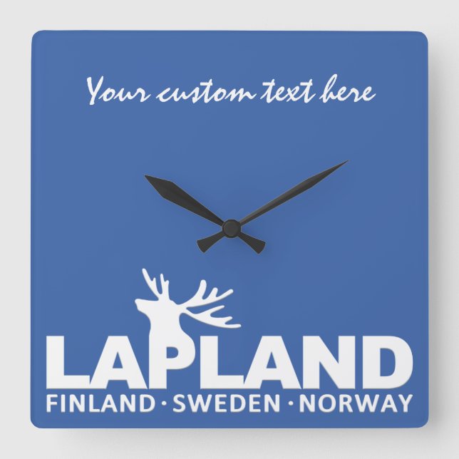 Quadrado LAPLAND - texto personalizado e relógio de cor (Frente)